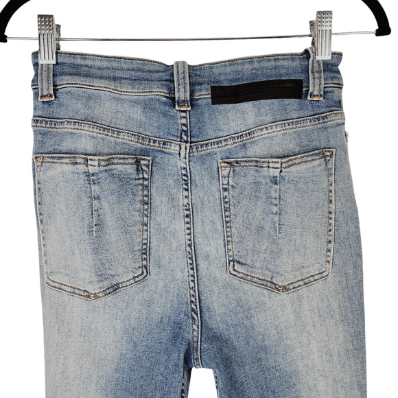 Ben Taverniti Unravel Project Skinny Jean 24 Women Lt Blue Button Fly High Rise - Picture 11 of 13